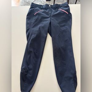 Elation Platinum Riding Breeches - Navy with Pink Accents